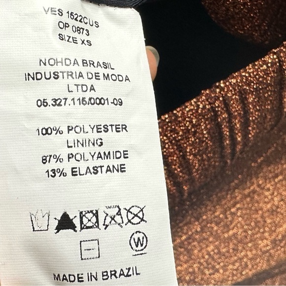 PatBo Lurex Embellished Deep V Neck Tunic Mini Dress Size XS Copper - Picture 10 of 15